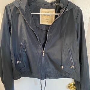 Navy Hooded Windbreaker Jacket